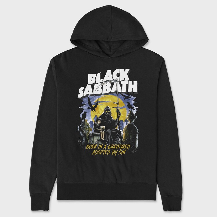 Black Sabbath Graveyard Sin, Hanorac Oversize Barbati (Unisex)