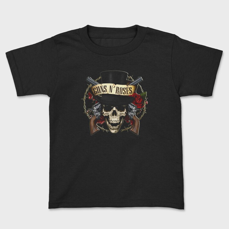 Guns N Roses Skull Top Hat, Tricou Copii
