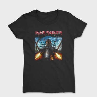 Iron Maiden Robot Face Flames, Tricou Femei