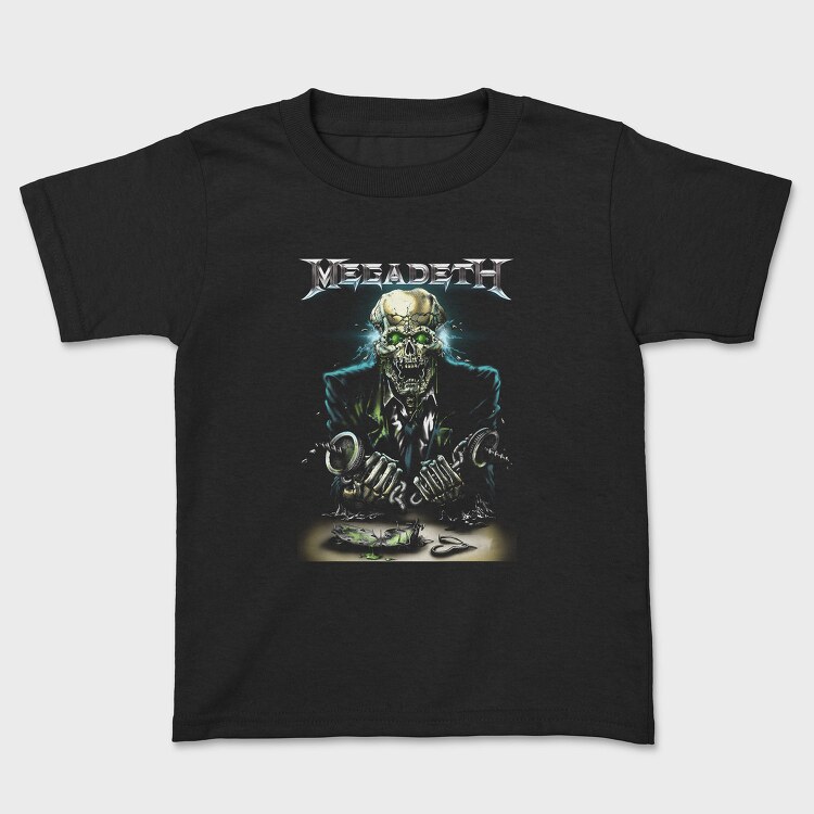 Megadeth Skull Planet Flames 2, Tricou Copii