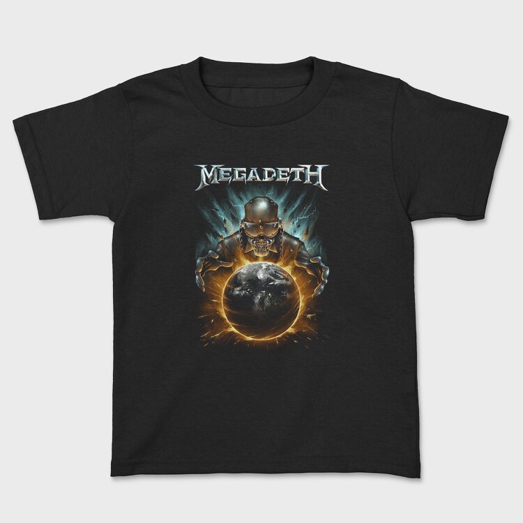 Megadeth Skull Planet Flames, Tricou Copii