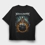 Megadeth Skull Planet Flames, Tricou Oversize Barbati (Unisex)