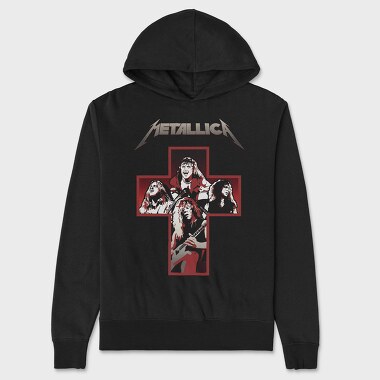 Metallica Cross Red Guitarist, Hanorac Oversize Barbati (Unisex)