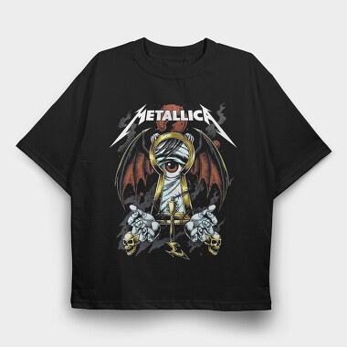Metallica Eyes Flames Guitarist, Tricou Oversize Barbati (Unisex)