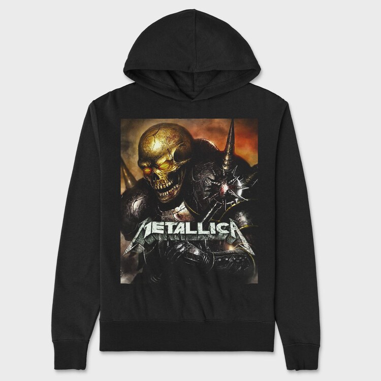 Metallica Skull Flames Red Eyes, Hanorac Oversize Barbati (Unisex)