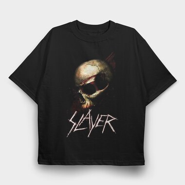 Slayer Skull Flames Crosses 4, Tricou Oversize Barbati (Unisex)