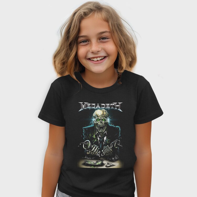 Megadeth Skull Planet Flames 2, Tricou Copii