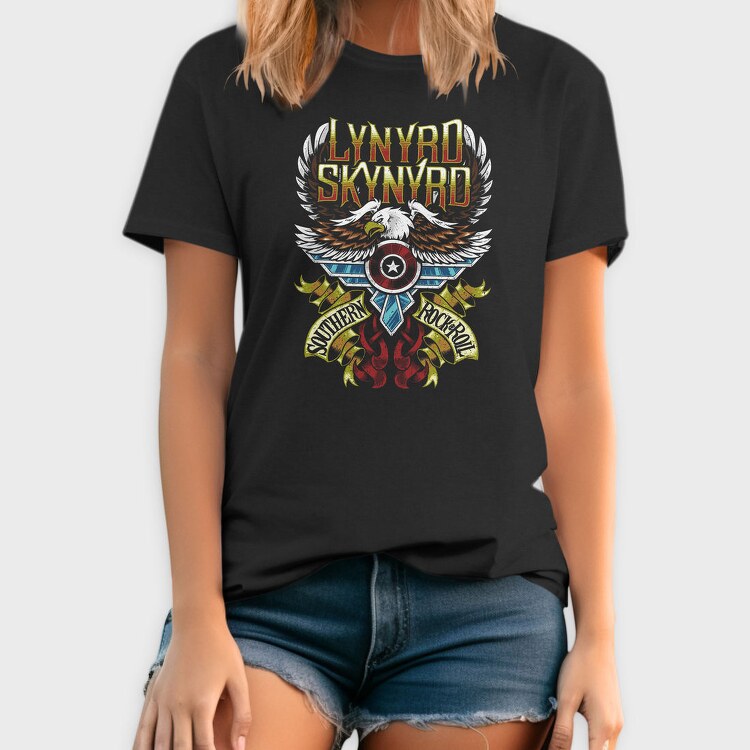 Lynnyrd Skynyrd Eagle Flag Flames 2, Tricou Barbati (Unisex)