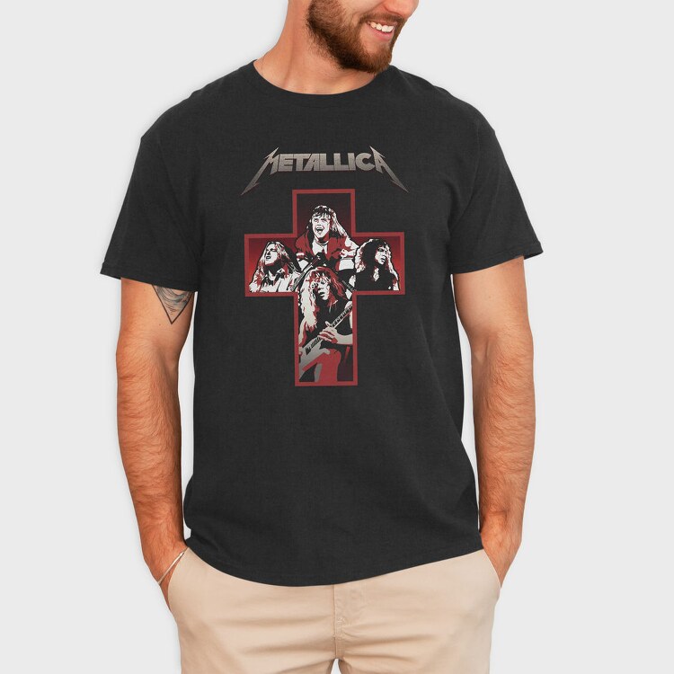 Metallica Cross Red Guitarist, Tricou Barbati (Unisex)