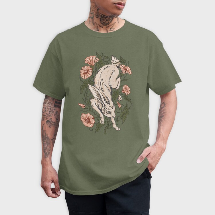 Hare Rabbit Ivy Flowers, Tricou Barbati (Unisex)