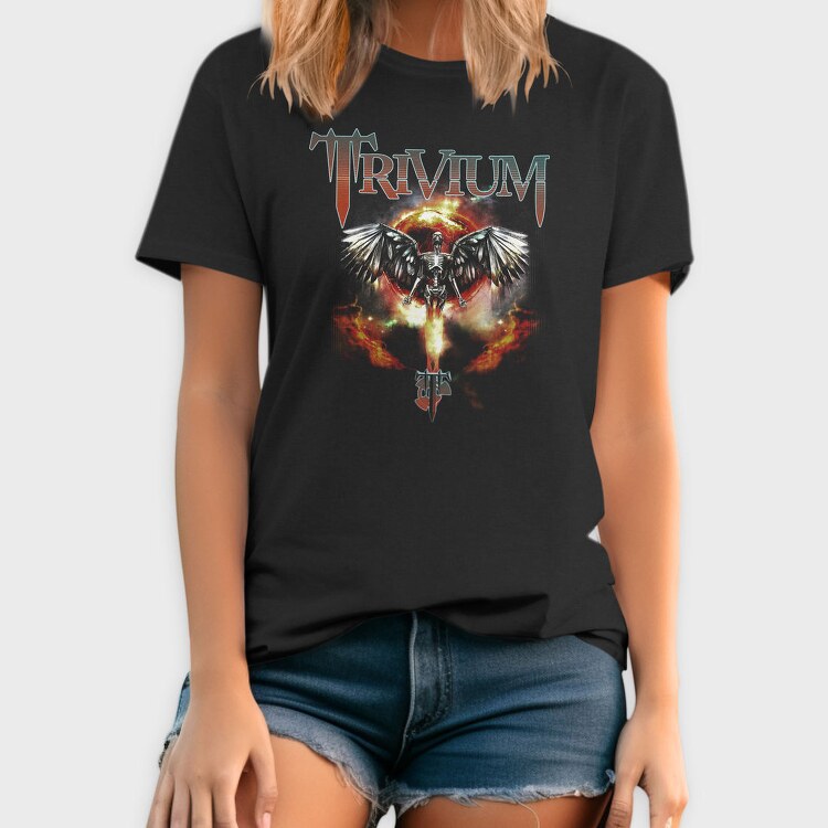 Trivium Skeleton Wings Flames 2, Tricou Barbati (Unisex)