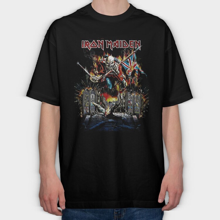 Iron Maiden British Fire, Tricou Oversize Barbati (Unisex)