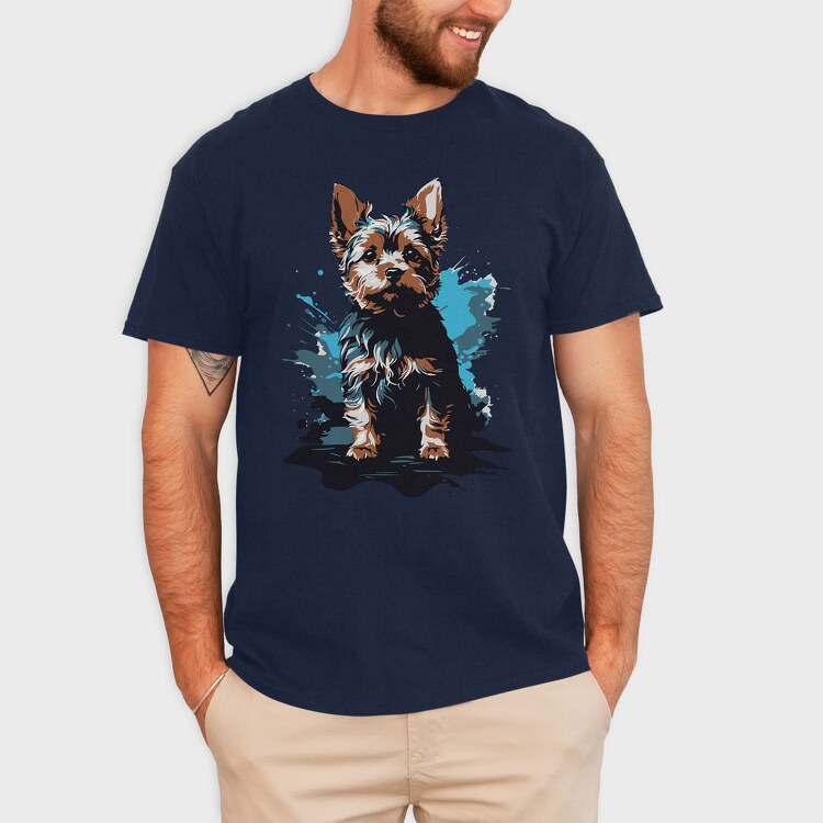 Dog Yorkshire Watercolor, Tricou Barbati (Unisex)