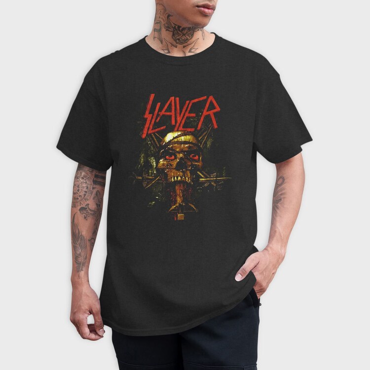 Slayer Skull Flames Crosses 5, Tricou Barbati (Unisex)