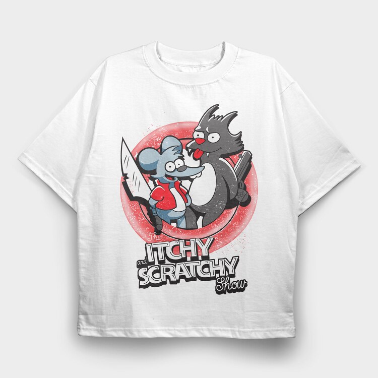 Itchy And Scratchy Show Urban Art 99, Tricou Oversize Barbati (Unisex)