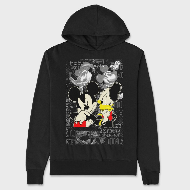 Mickey Donald Thinking Urban Art 99, Hanorac Oversize Barbati (Unisex)