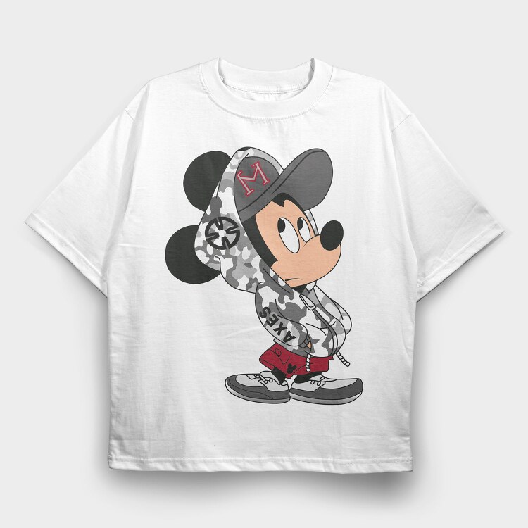 Mickey Mouse Camo Style Urban Art 99, Tricou Oversize Barbati (Unisex)