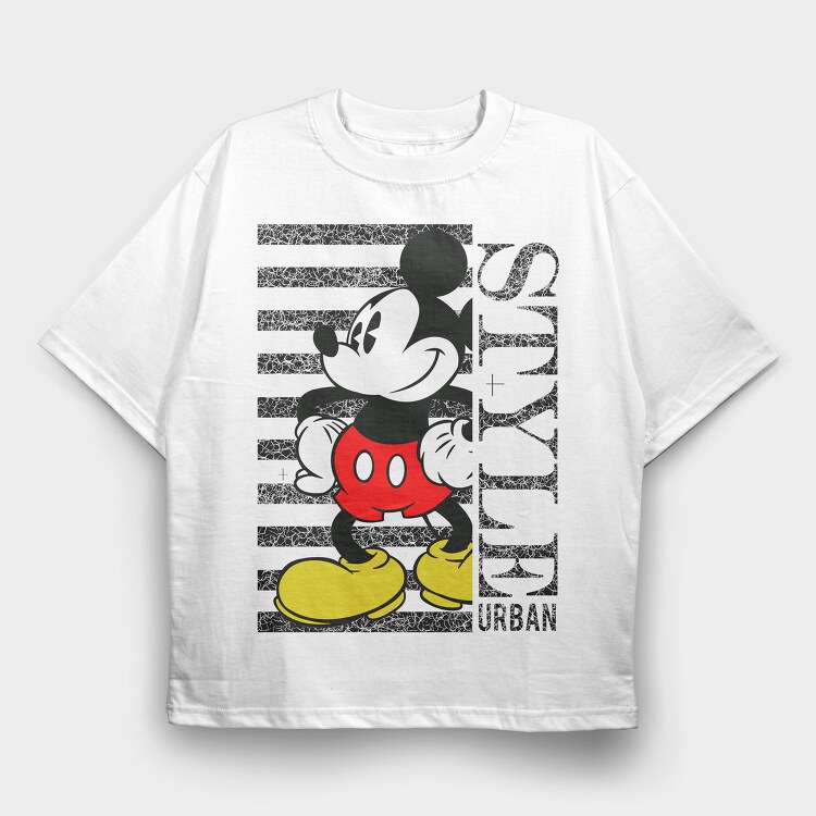Mickey Mouse Urban Pattern, Tricou Oversize Barbati (Unisex)