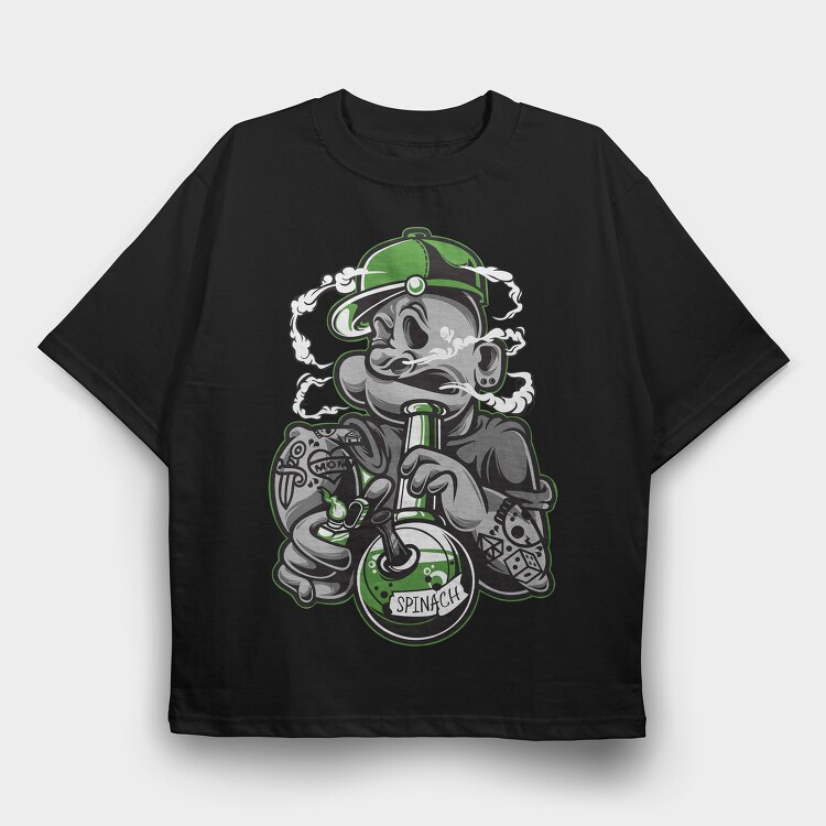 Spinach Monster Smoke Urban Art, Tricou Oversize Barbati (Unisex)