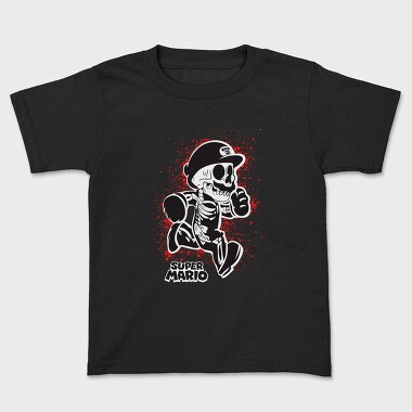 Super Mario Skeleton Blood Splatter, Tricou Copii