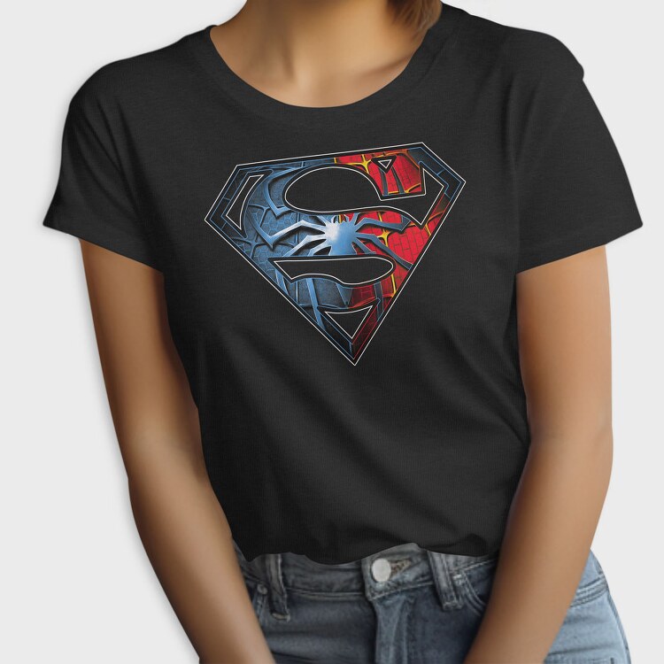 Superman Spiderman Crossed Suit Eyes, Tricou Femei