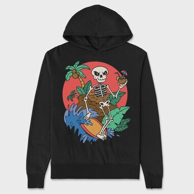 Surfing Skeleton, Hanorac Oversize Barbati (Unisex)