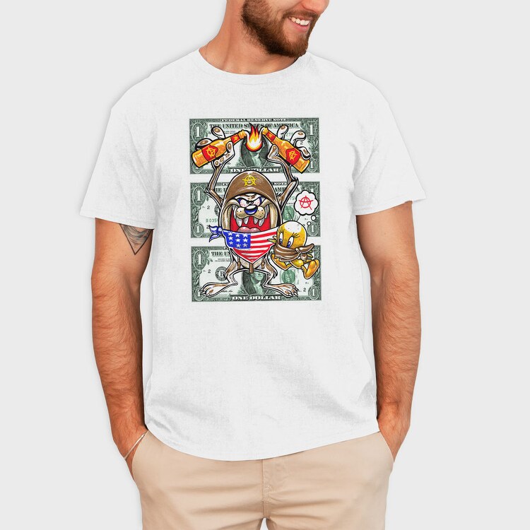 Daffy Duck Money Anarchy Urban Art, Tricou Barbati (Unisex)