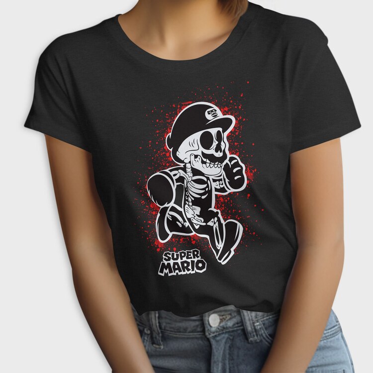 Super Mario Skeleton Blood Splatter, Tricou Femei