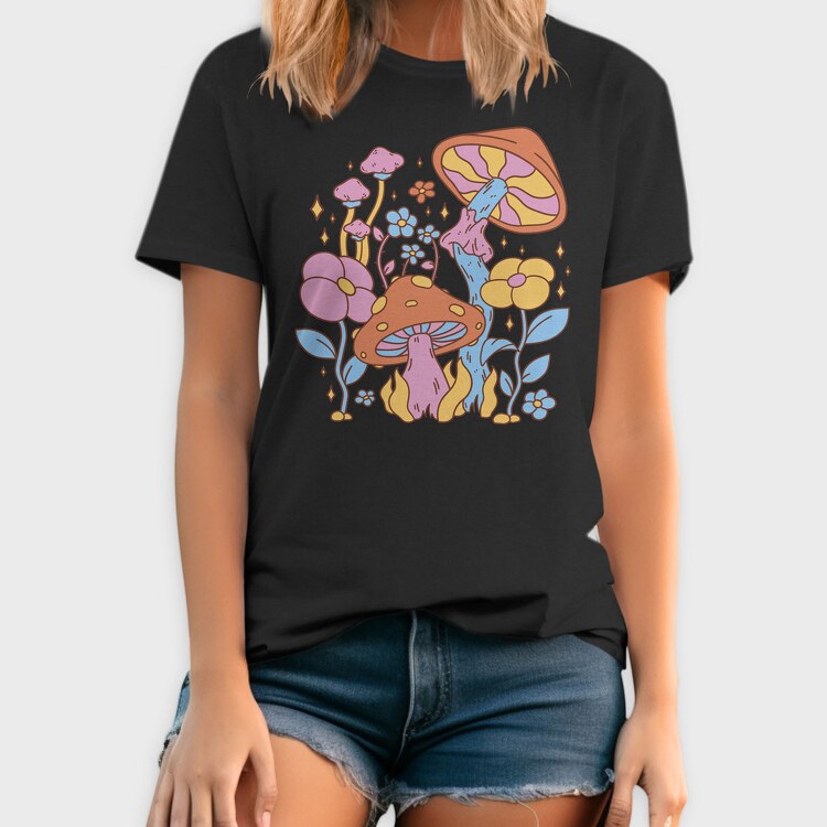 Hippie Flower Mushroom, Tricou Barbati (Unisex)