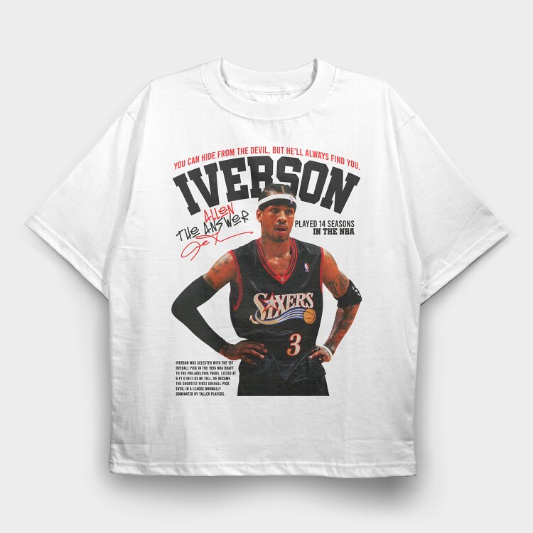 Allen Iverson Philadelphia 76Ers, Tricou Oversize Barbati (Unisex)
