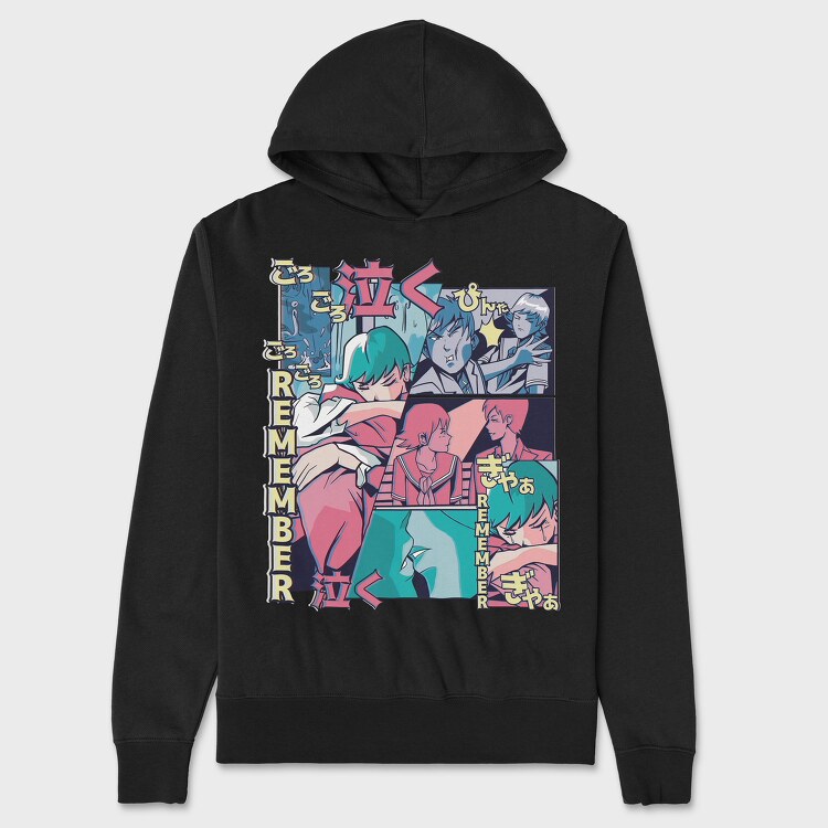 Anime Vaporwave Remember, Hanorac Oversize Barbati (Unisex)