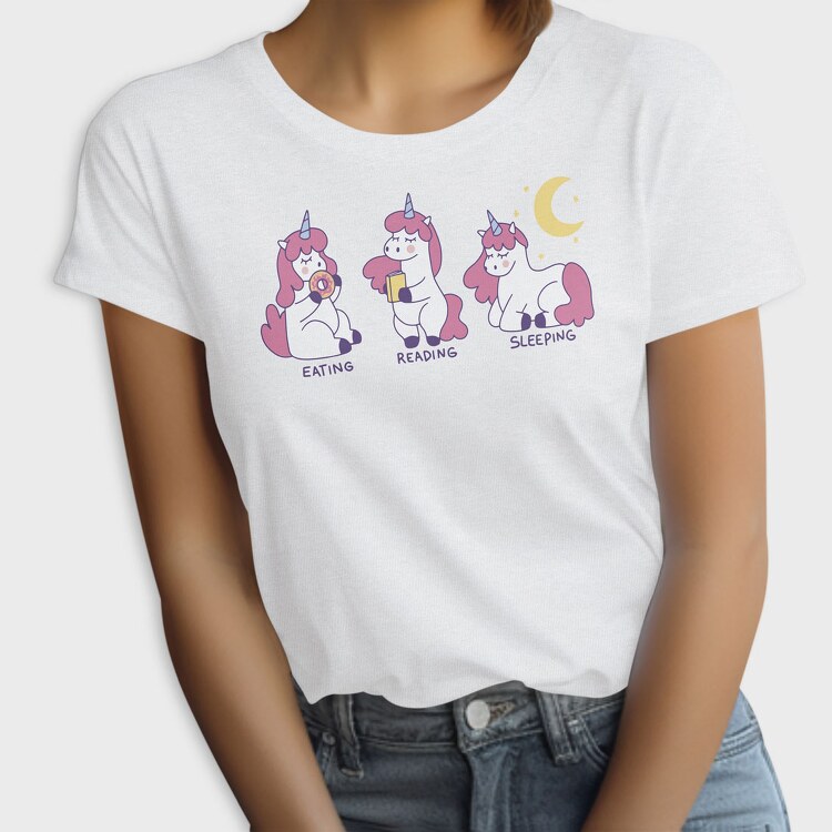 Eating Reading Sleeping Unicorn, Tricou Femei