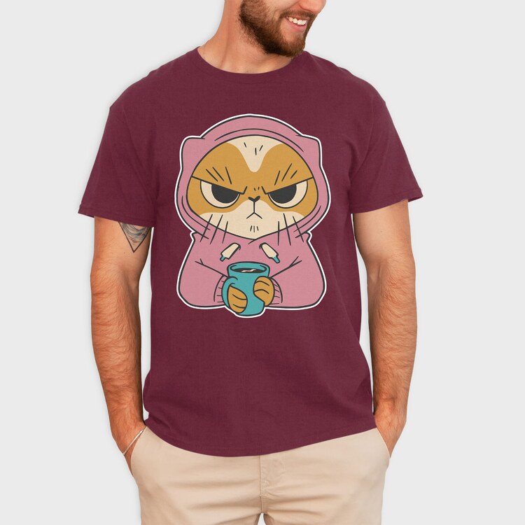 Angry Cat Coffee, Tricou Barbati (Unisex)