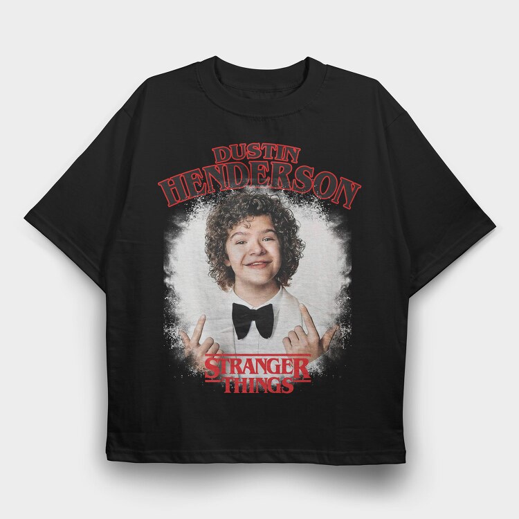 Dustin Stranger Things Rock On, Tricou Oversize Barbati (Unisex)