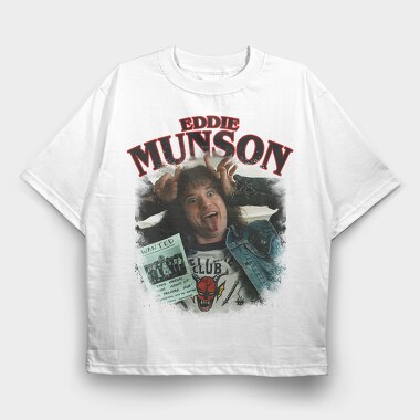 Eddie Munson Stranger Things Halftone, Tricou Oversize Barbati (Unisex)