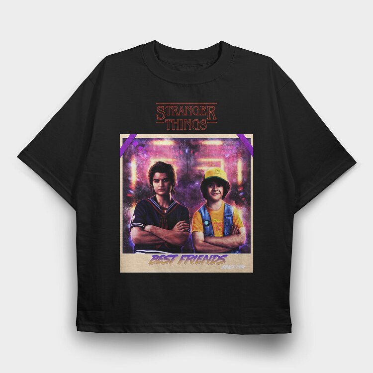 Stranger Things Best Friends, Tricou Oversize Barbati (Unisex)