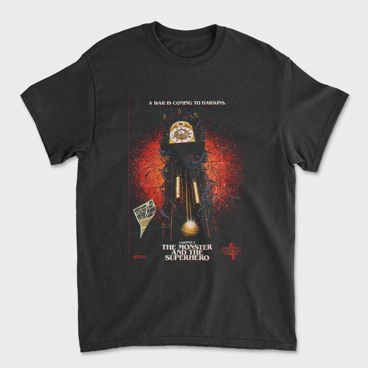 Stranger Things Clock Illustration, Tricou Barbati (Unisex)