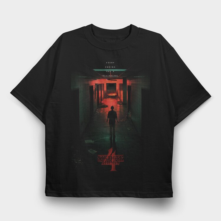 Stranger Things Ending, Tricou Oversize Barbati (Unisex)