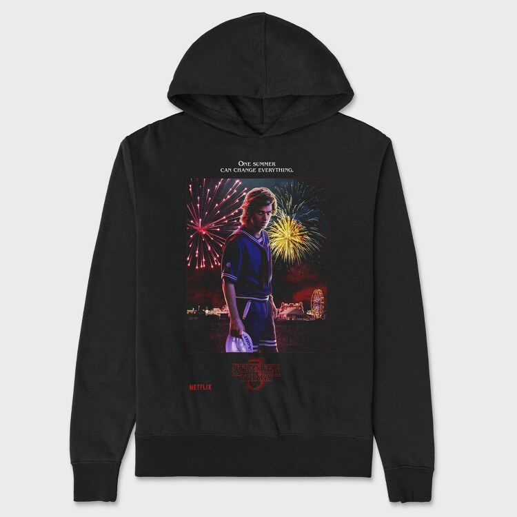 Stranger Things Halftone Fireworks, Hanorac Oversize Barbati (Unisex)