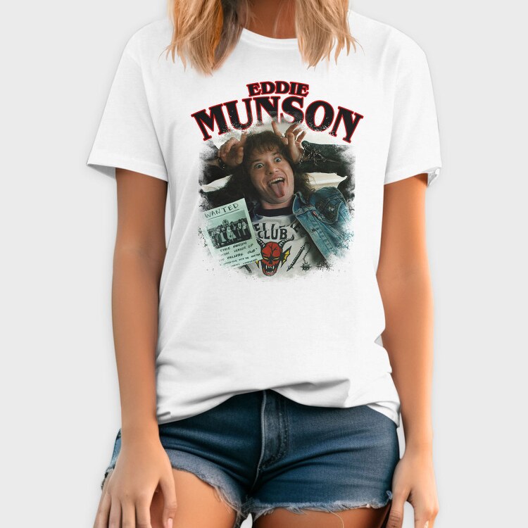 Eddie Munson Stranger Things Halftone, Tricou Barbati (Unisex)