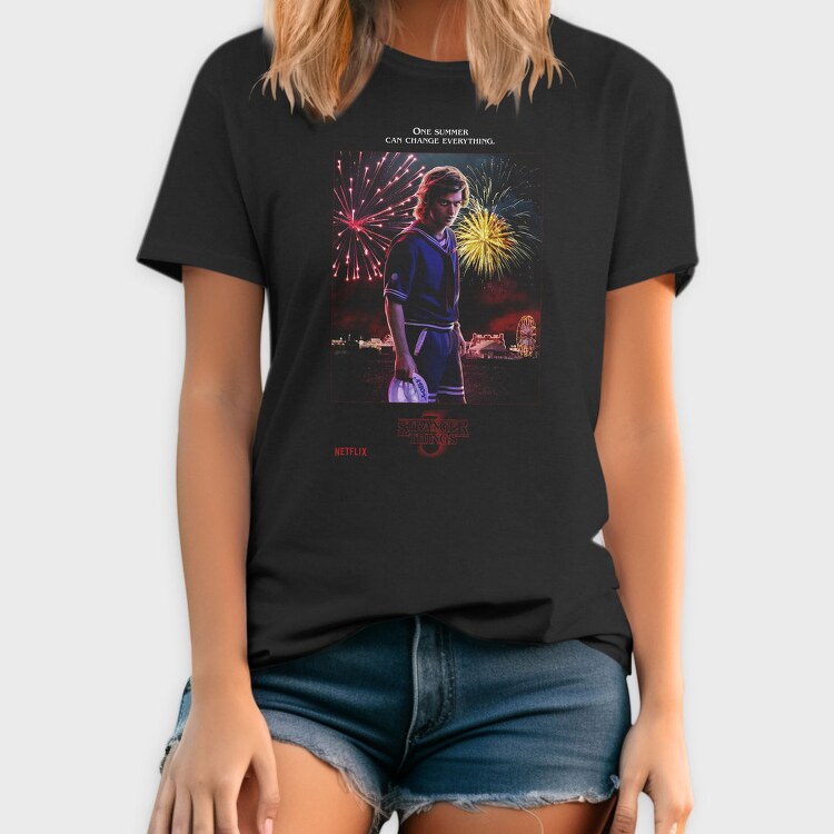 Stranger Things Halftone Fireworks, Tricou Barbati (Unisex)