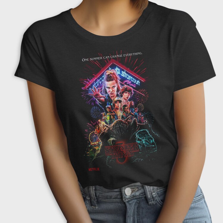 Stranger Things Halftone Neon Glow, Tricou Femei