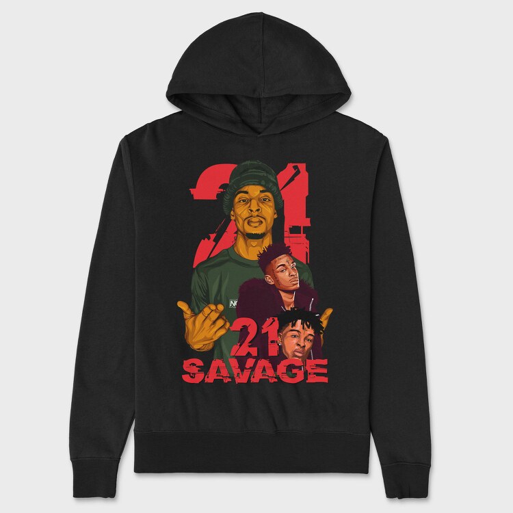 19108 21 Savage Rap, Hanorac Oversize Barbati (Unisex)