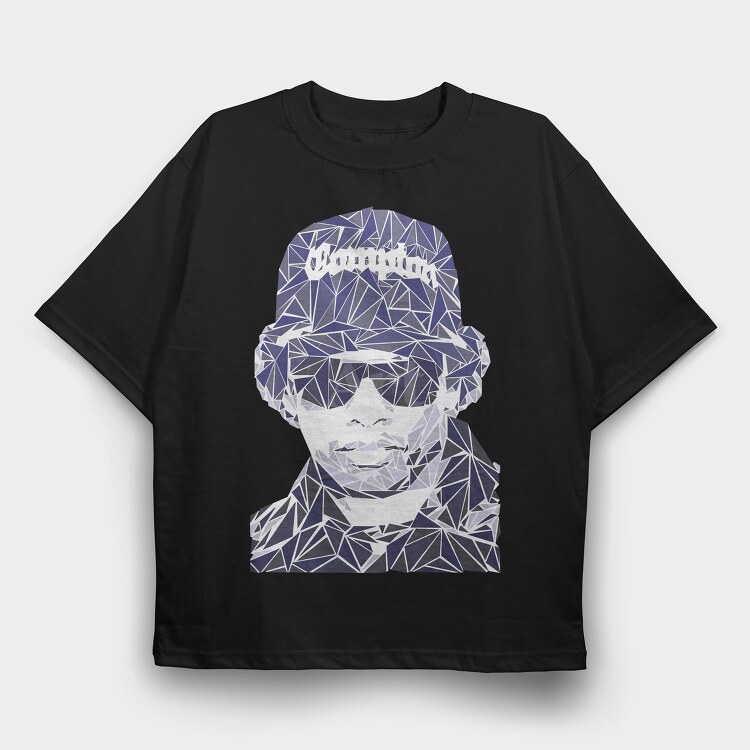 19159 Rapper Face Geometric, Tricou Oversize Barbati (Unisex)