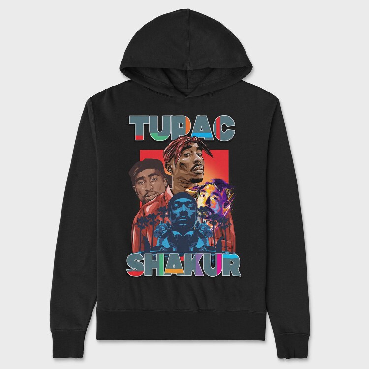 19181 Tupac Shakur Hip Hop, Hanorac Oversize Barbati (Unisex)