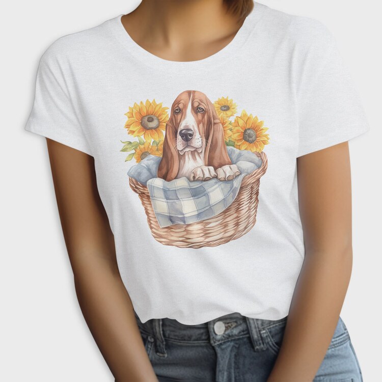 Basset Hound Sunflowers, Tricou Femei