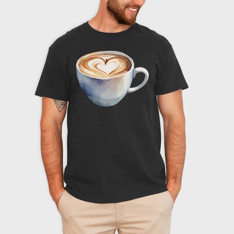 Coffee Mug Heart Watercolor, Tricou Barbati (Unisex)