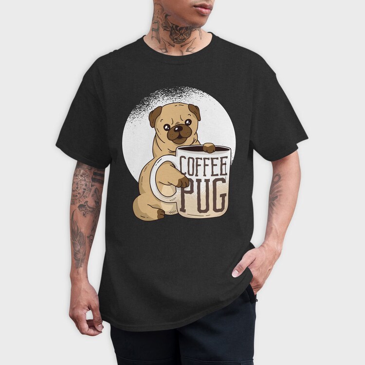 Coffee Pug Mug, Tricou Barbati (Unisex)