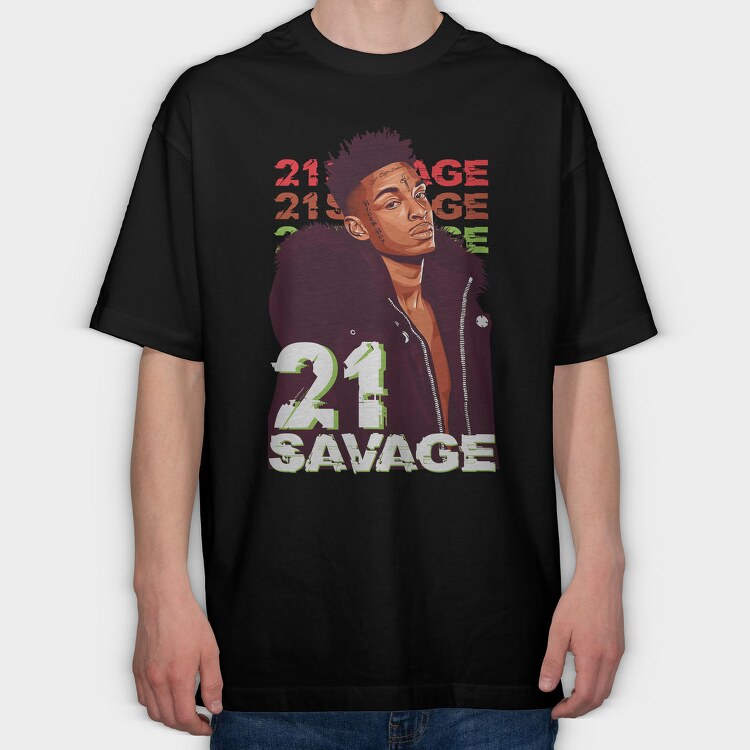 19109 21 Savage Rapper, Tricou Oversize Barbati (Unisex)