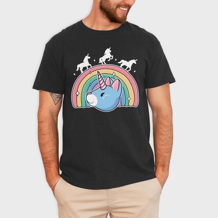 Unicorn Cat Rainbow, Tricou Barbati (Unisex)